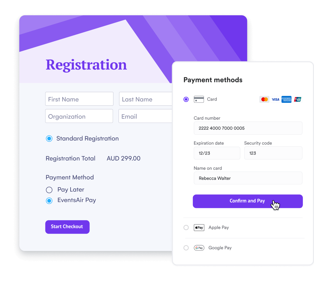 Create a beautiful registration experience with EventsAir Pay
