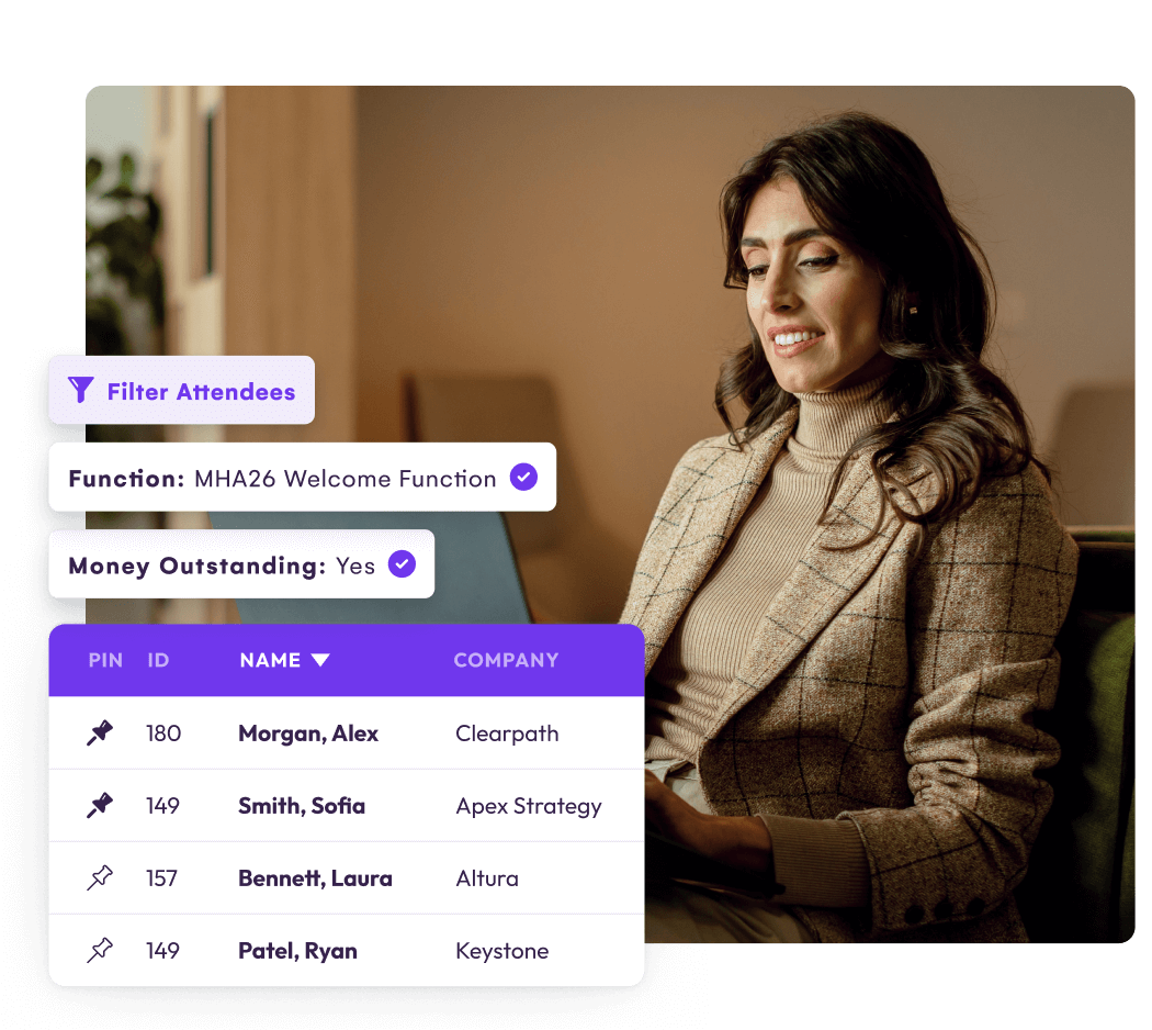 Powerful search, filters, and segmentation for your events with EventsAir